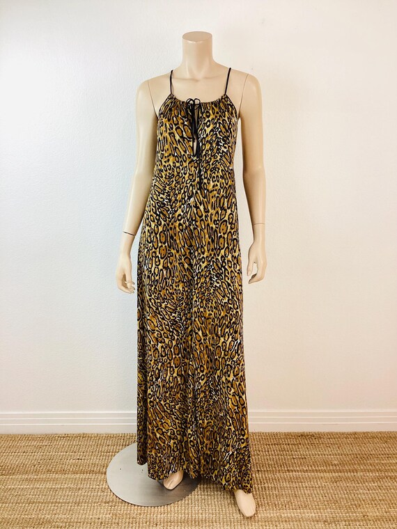 Vintage 1970s LEOPARD Print SKIMPY String Tie Max… - image 1