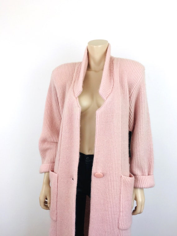 Vintage 1980s PASTEL PINK Oversized Sweater Jacke… - image 6