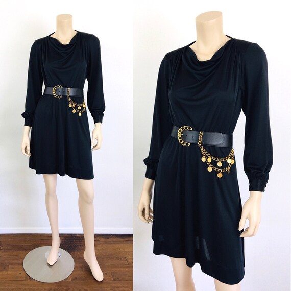 Vintage 1970s / 1980s PIERRE CARDIN Black Mini Dre
