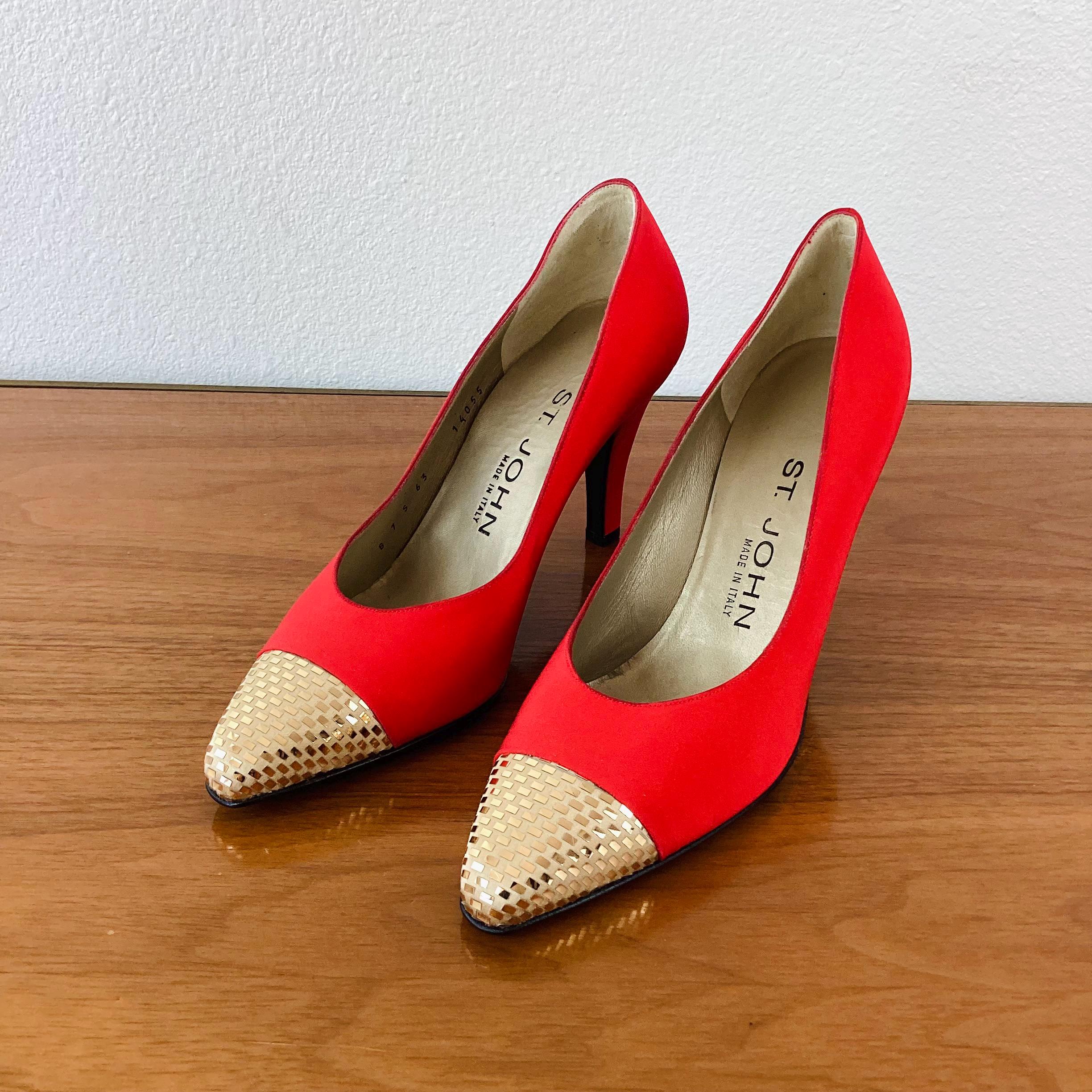 Vintage 1980s St John RED & GOLD METALLIC Paillettes High Heels Shoes 7 -  Etsy