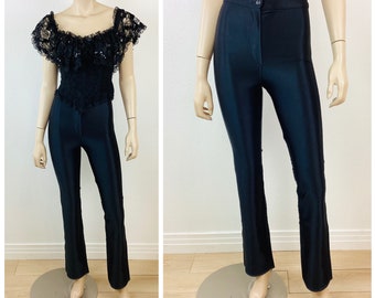 Vintage 1970s BLACK STRETCHY Skin Tight DISCO Pants