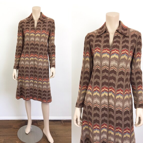 Vintage TEAK TRAINA Zip FRont Wool Dress