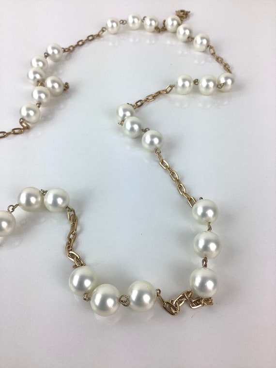 Vintage 1980s FLAPPER STYLE Floating PEARL & Gold… - image 7