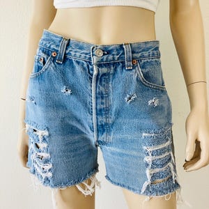 Vintage LEVIS 501 DISTRESSED DENIM Jeans Cut Off Shorts