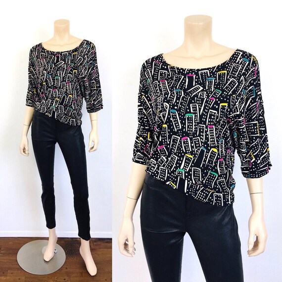 Vintage 1980s MISSONI Abstract CITYSCAPE Novelty P