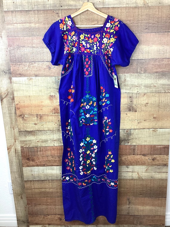 60S Embroidered Linen Tunic Dress, Psychedelic Tapestry Beach Kaftan, Boho  Poncho Femme, Abstract Rainbow Mexican Birds Flowers - Yahoo Shopping