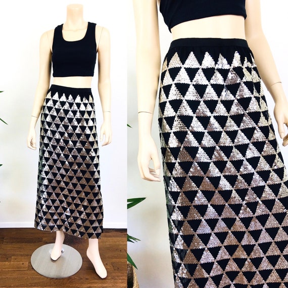 Vintage 1970s SILVER METALLIC SEQUIN Evening Bohem