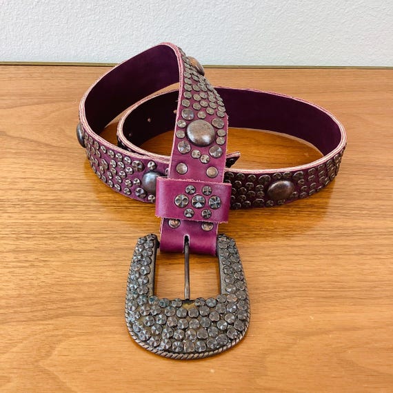 Vintage 1980s MICHAEL MORRISON STUDDED Purple Leather Belt - Etsy