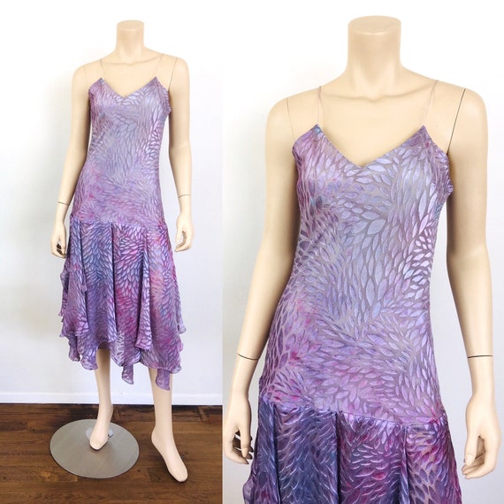 Vintage 1990s BURN OUT Silk Tie Dye Effect Bias Cu