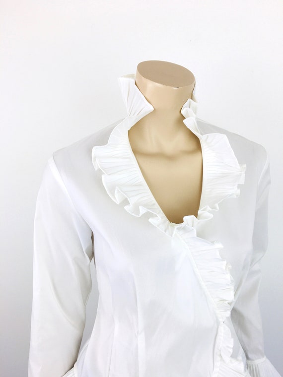 Vintage 1990s WHITE ACCORDION PLEATED Cross Over … - image 6