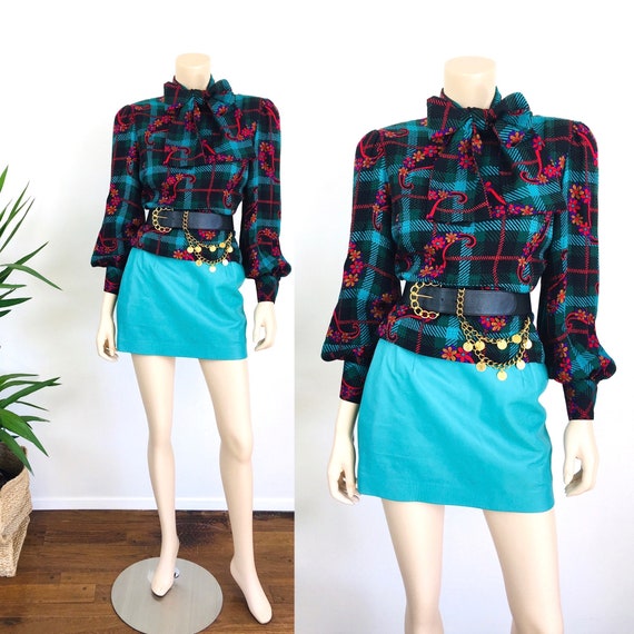 Vintage 1980s PLAID FLORAL & PAISLEY Sil Puff Slee
