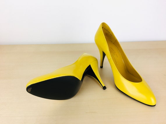 Womens Nine West Heels | Folowe d'Orsay Pointy Toe Pumps Bright Yellow  Patent • Bestparfumplaza