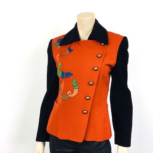 Vintage 1980s EMBROIDERED Asymmetrical Button Front Crisca Blazer Jacket