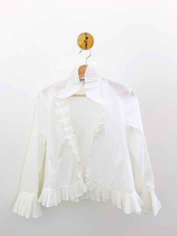 Vintage 1990s WHITE ACCORDION PLEATED Cross Over … - image 7