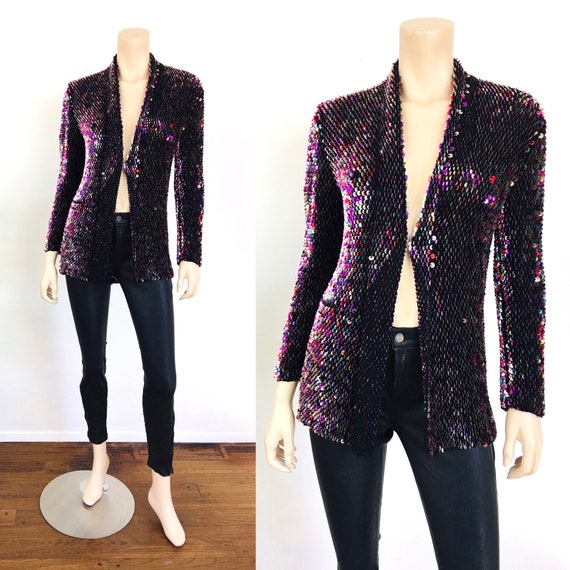 Vintage 1980s SEQUINED "Snakeskin" IRRADESCENT Swe