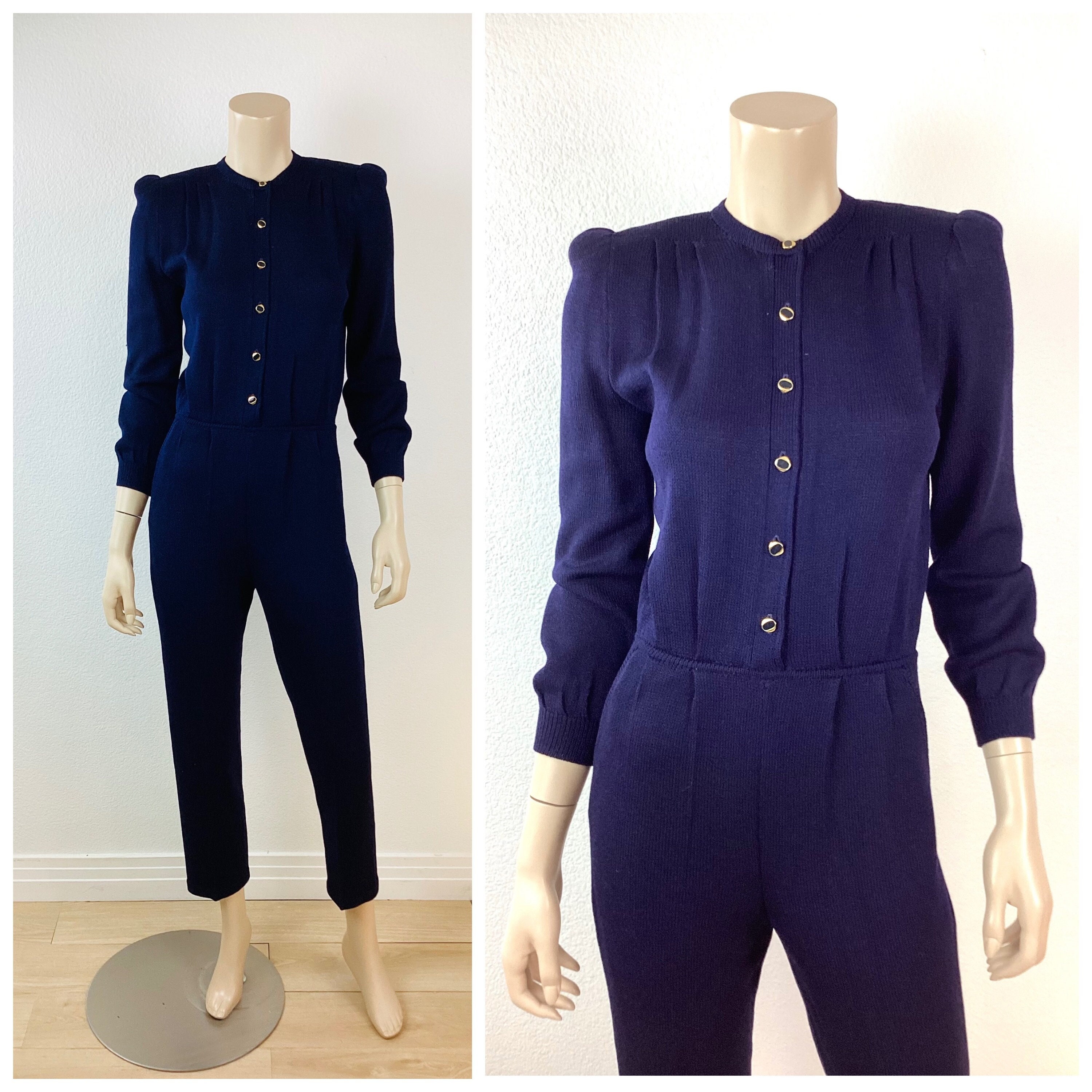 Vintage St. John Cobalt Blue Evening Suit, Santana Knit, Jeweled