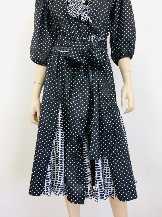 Vintage 1980s DIANE FREIS Style RUFFLED Polka Dot… - image 5