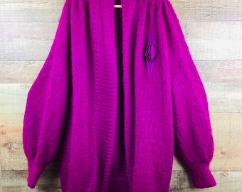 Vintage 1980s OVERSIZED MOHAIR COCOON Sweater Open Front by Rosemarie B Ireland