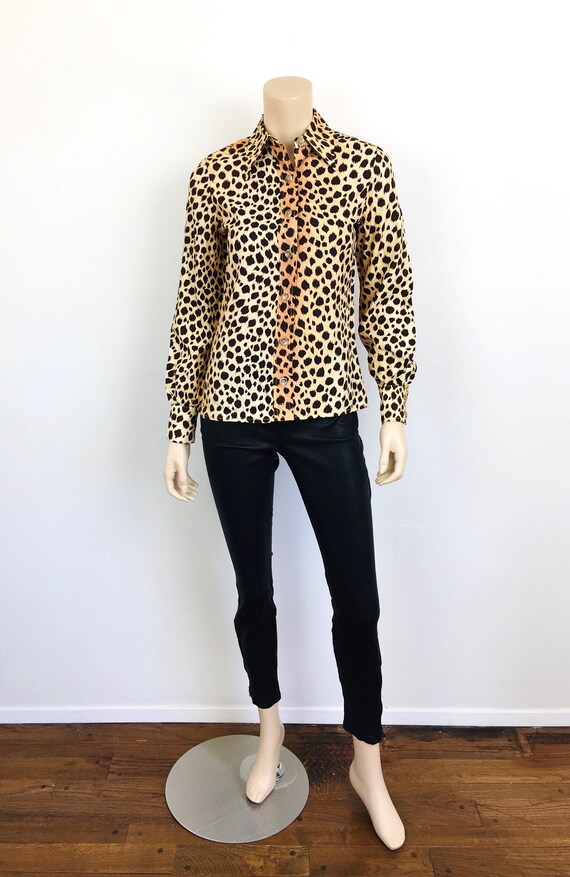 Vintage 1970s OSCAR De La RENTA LEOPARD Animal Pr… - image 2