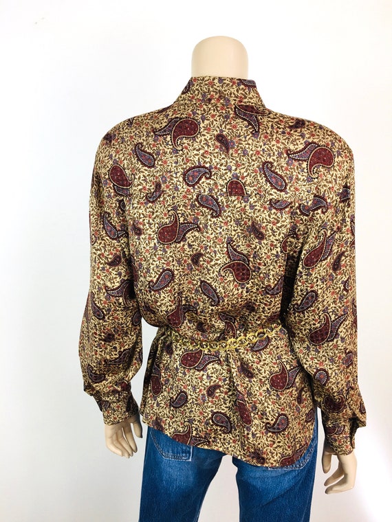 Vintage 1980s /1990s PAISLEY Print SILK BLOUSE by… - image 6