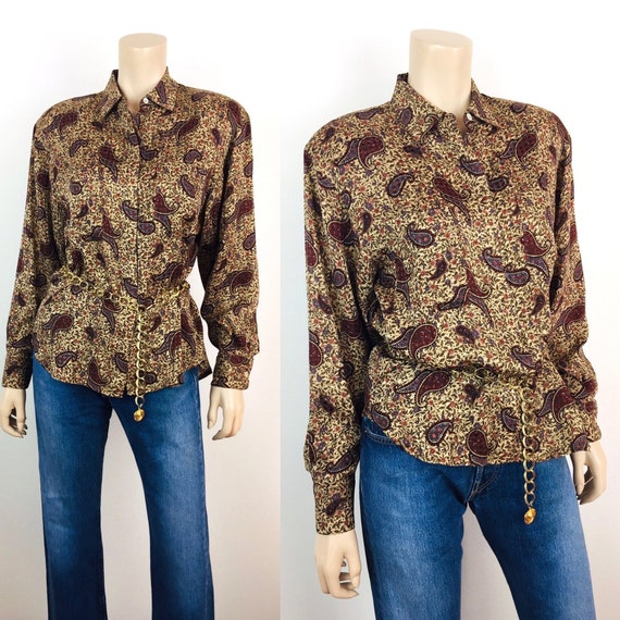 Vintage 1980s /1990s PAISLEY Print SILK BLOUSE by… - image 1