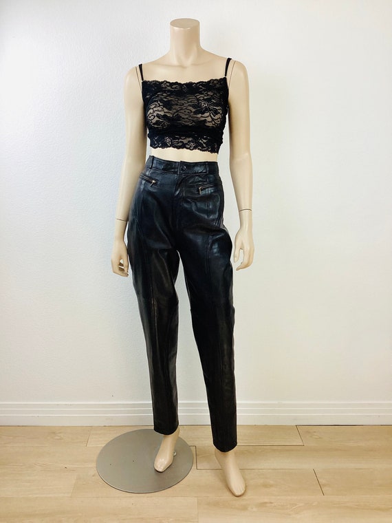 Vintage 1990s Black VAKKO LEATHER High Waisted Bu… - image 2