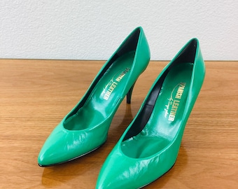 PRADA Forest Green Leather Heels With Leaf& Acorn F/W 1999 | SIZE