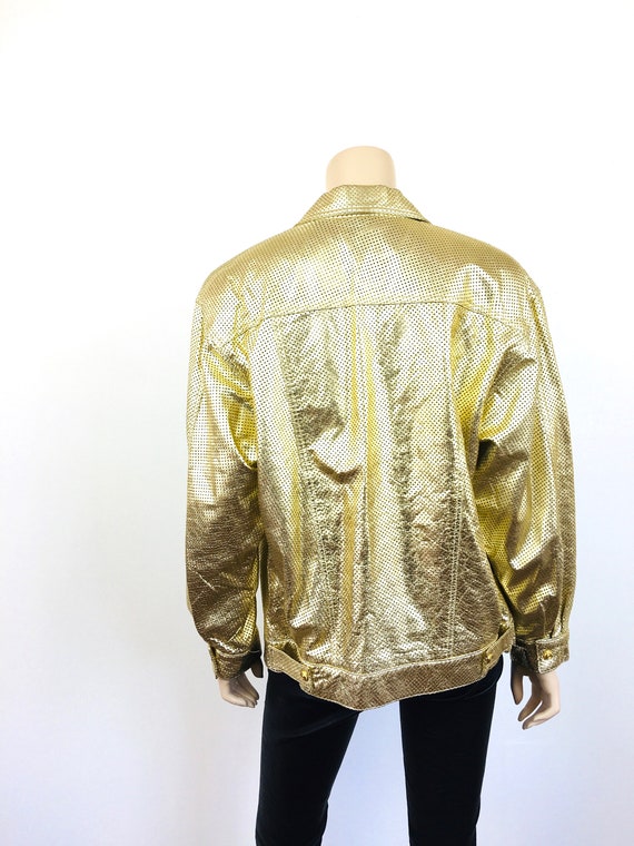 Vintage 1990s GOLD METALLIC Oversized PERFORATED … - image 10