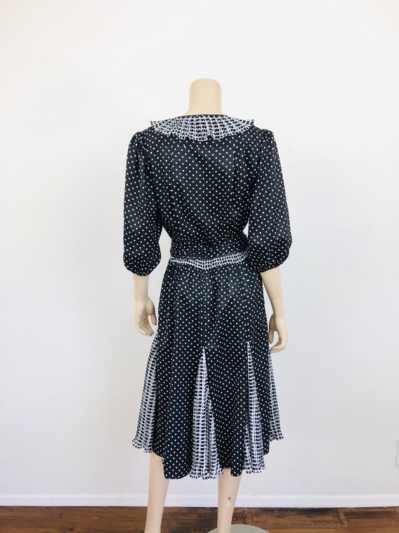 Vintage 1980s DIANE FREIS Style RUFFLED Polka Dot… - image 7