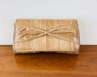 Vintage 1970s NATURAL SNAKESKIN Clutch Bag / Shoulder Bag / Purse