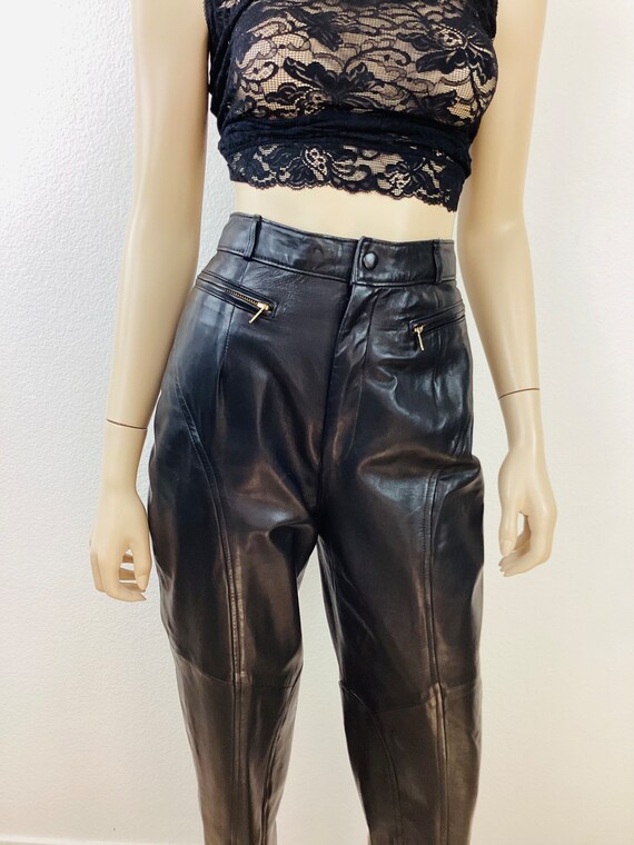 Vintage 1990s Black VAKKO LEATHER High Waisted Bu… - image 4