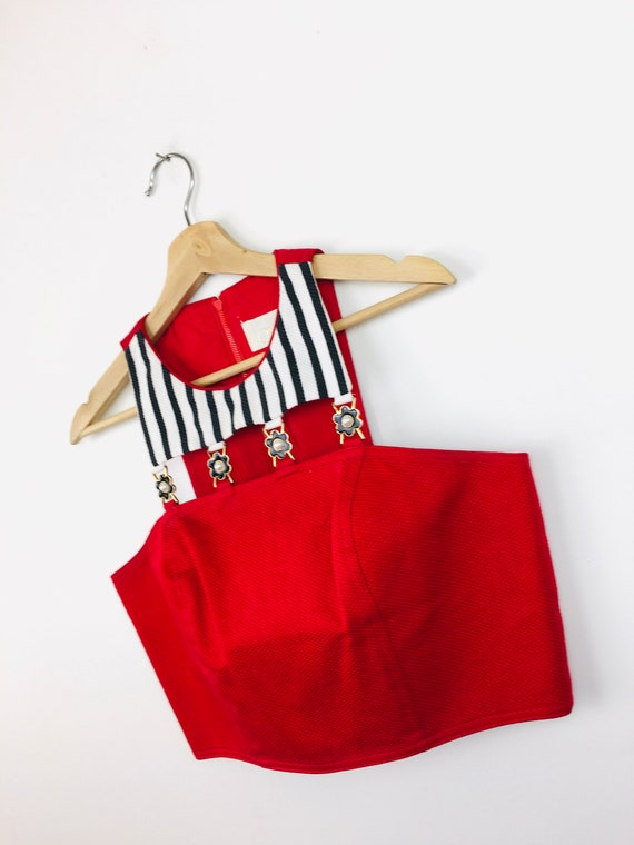 Vintage 1990s RED Cache CROPPED HALTER Top - image 5