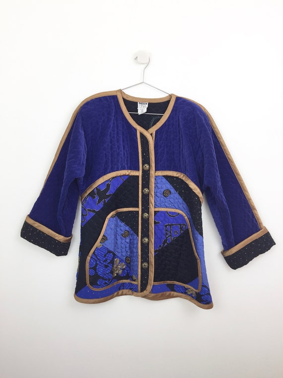 Vintage 1980s QUILTED VELVET Jeanne Marc Jacket & 