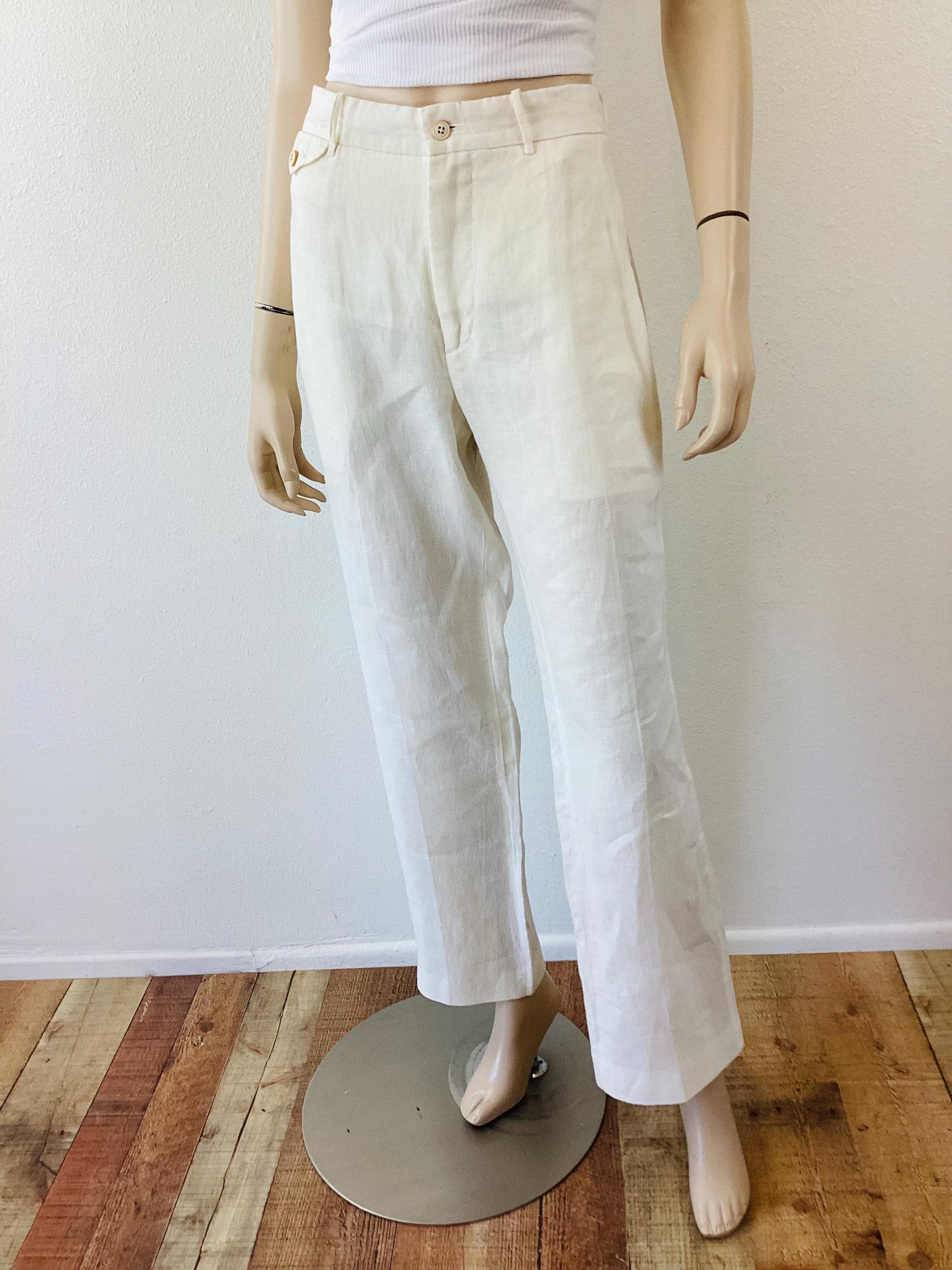Vintage RALPH LAUREN POLO off White Linen Pants Trousers - Etsy