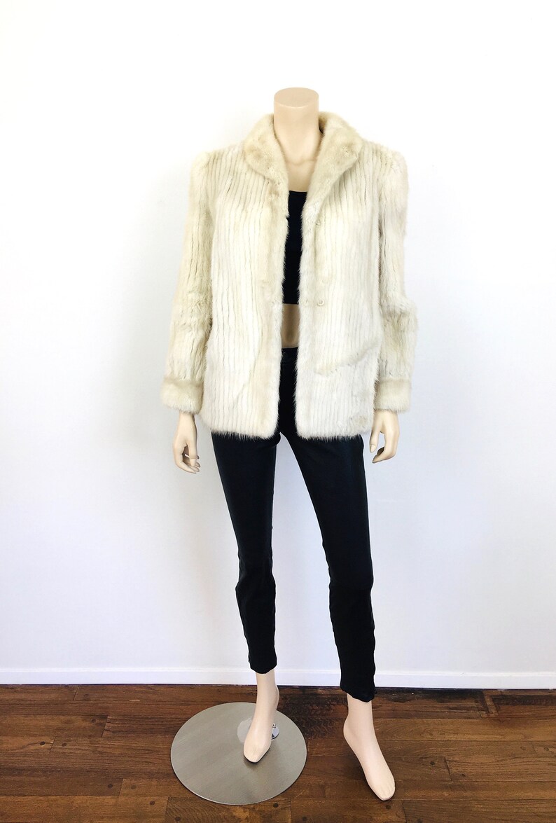 Vintage 1980s White CHANNEL MINK FUR Jacket Coat