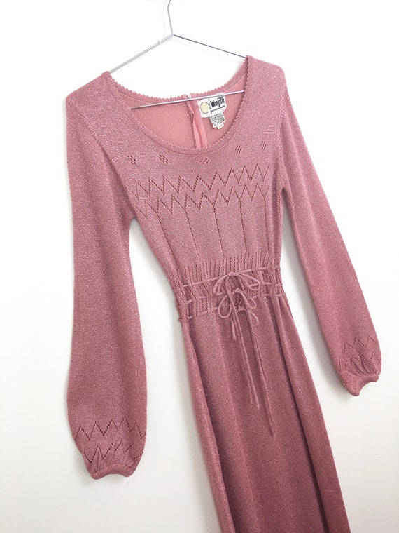 Vintage 1970s PINK METALLIC Wenjilli Lurex Chevron