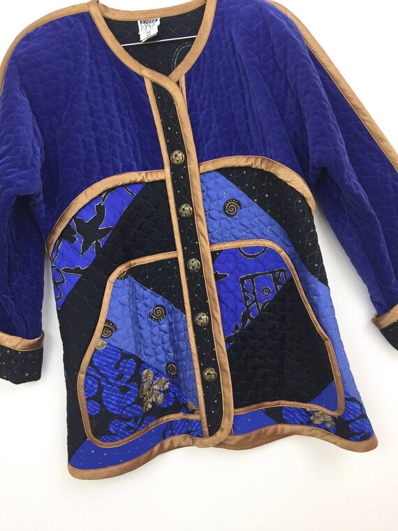 Vintage 1980s QUILTED VELVET Jeanne Marc Jacket &… - image 3