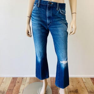 Vintage 1970s RUSTLER Faded & DISTRESSED Boot Cut Denim Jeans