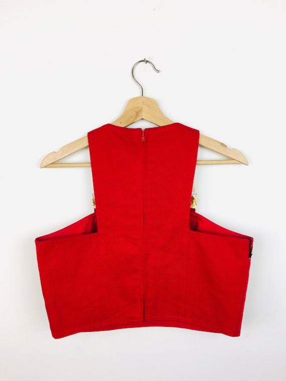 Vintage 1990s RED Cache CROPPED HALTER Top - image 6