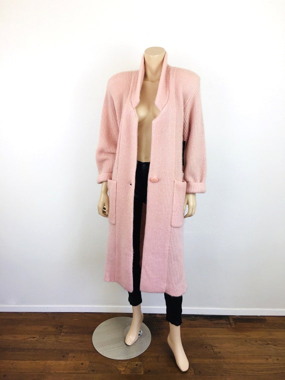 Vintage 1980s PASTEL PINK Oversized Sweater Jacke… - image 5