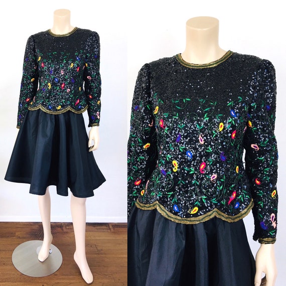 Vintage 1980s BEADED PAISLEY EMBROIDERED Richilene