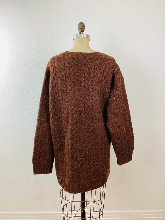 Vintage 1990s BROWN FLECK CABLE Knit Oversized / … - image 7