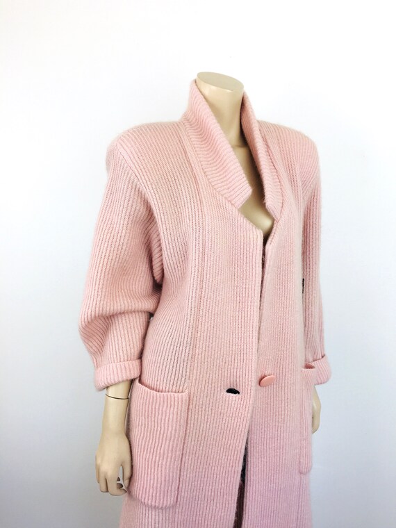 Vintage 1980s PASTEL PINK Oversized Sweater Jacke… - image 4