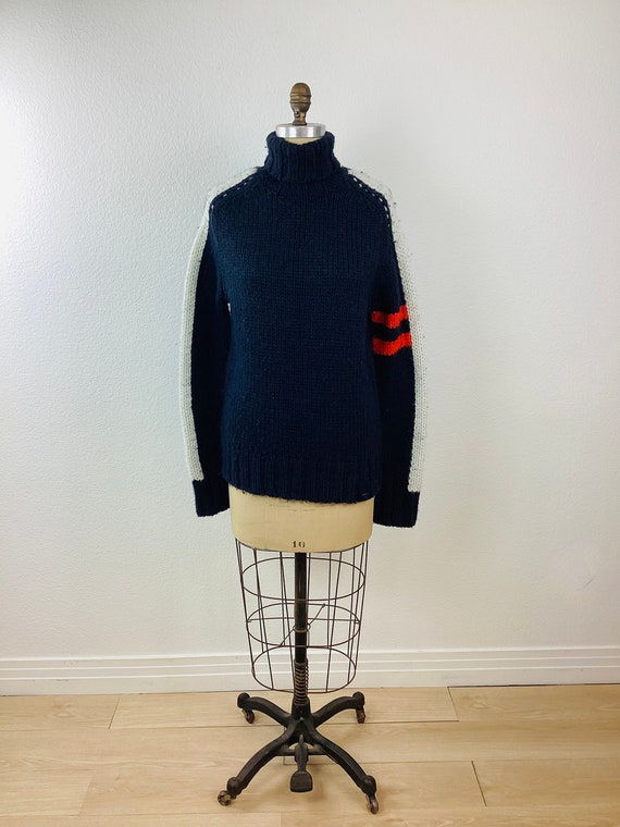 Vintage RALPH LAUREN Blue & Red Stripe Pullover S… - image 2