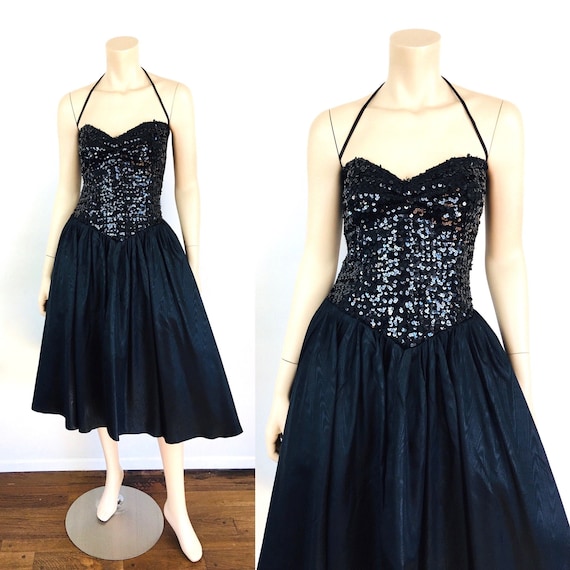 Vintage 1980s STRAPLESS SEQUIN Bustier Party PROM