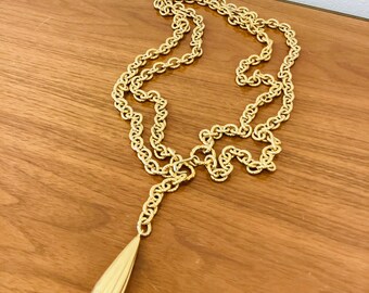 Vintage Puffy Heart Charm Belt Large Brassy Gold-tone Metal  display picture 1