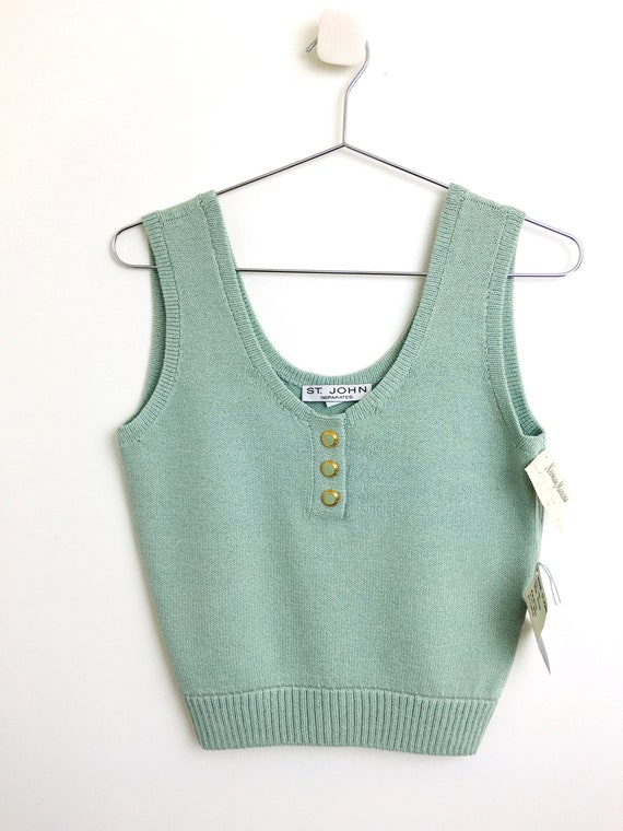 Vintage 1980s ST JOHN KNITS Green Tank Shirt