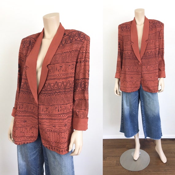 Vintage 1990s CINNAMON ETHNIC Pattern OVERSIZED Bo