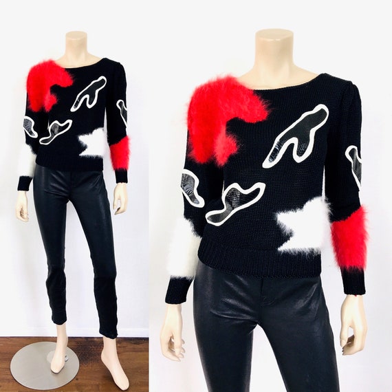 Vintage 1980s FURRY ANGORA & PATCHWORK Snakeskin a