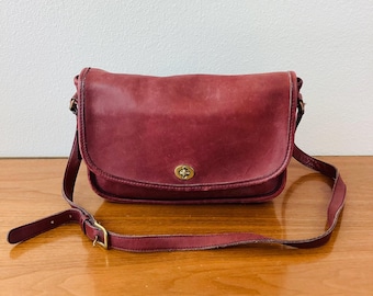 Vintage Coach Pelham Zip 9958 Red Leather Brass Top Handle Handbag